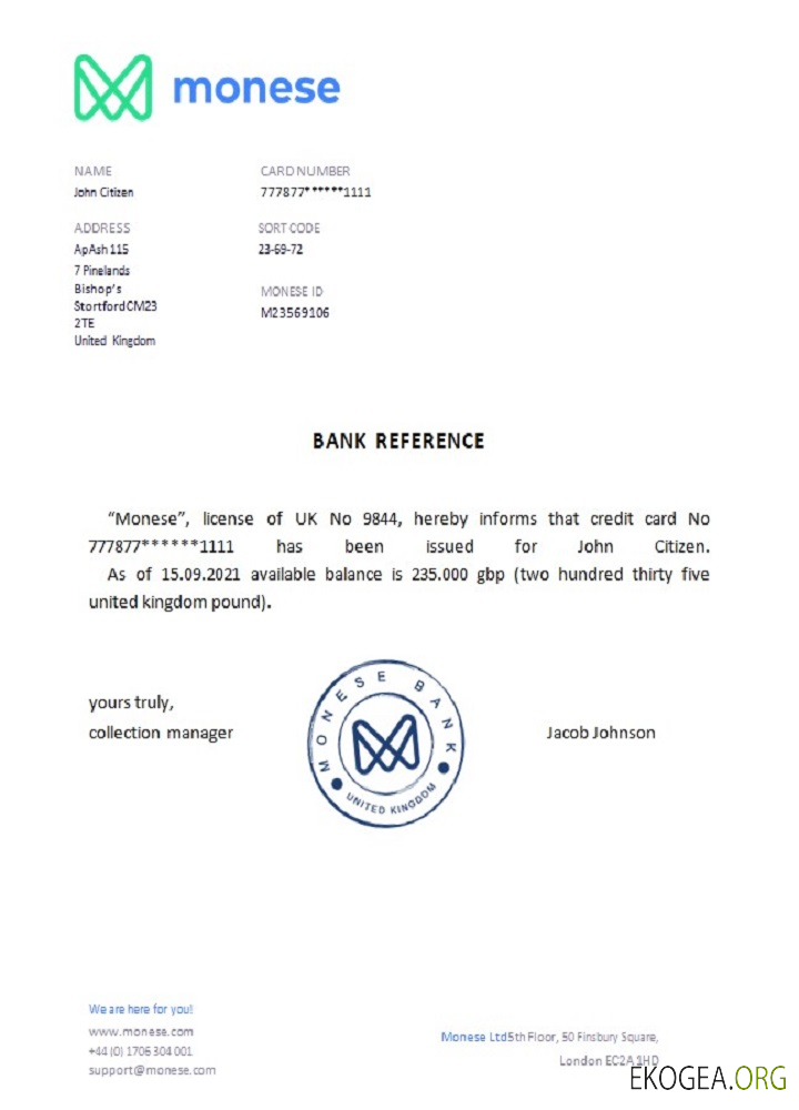 Royaume , Uni , Monese , reference